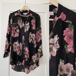 Nanette Black Floral Long Blouse